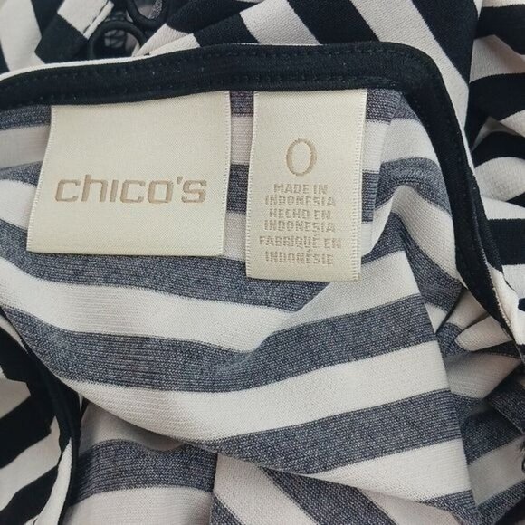 Chico's Blouse Black White Striped Stretch 3/4 Sleeve Womens Size Small - Picture 5 of 6